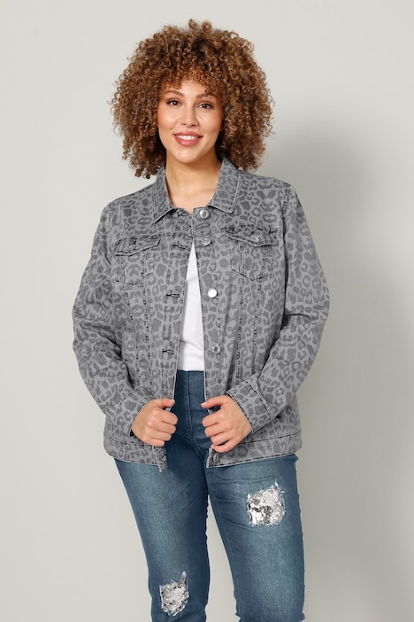 Jeansjacke, Animalprint, Langarm