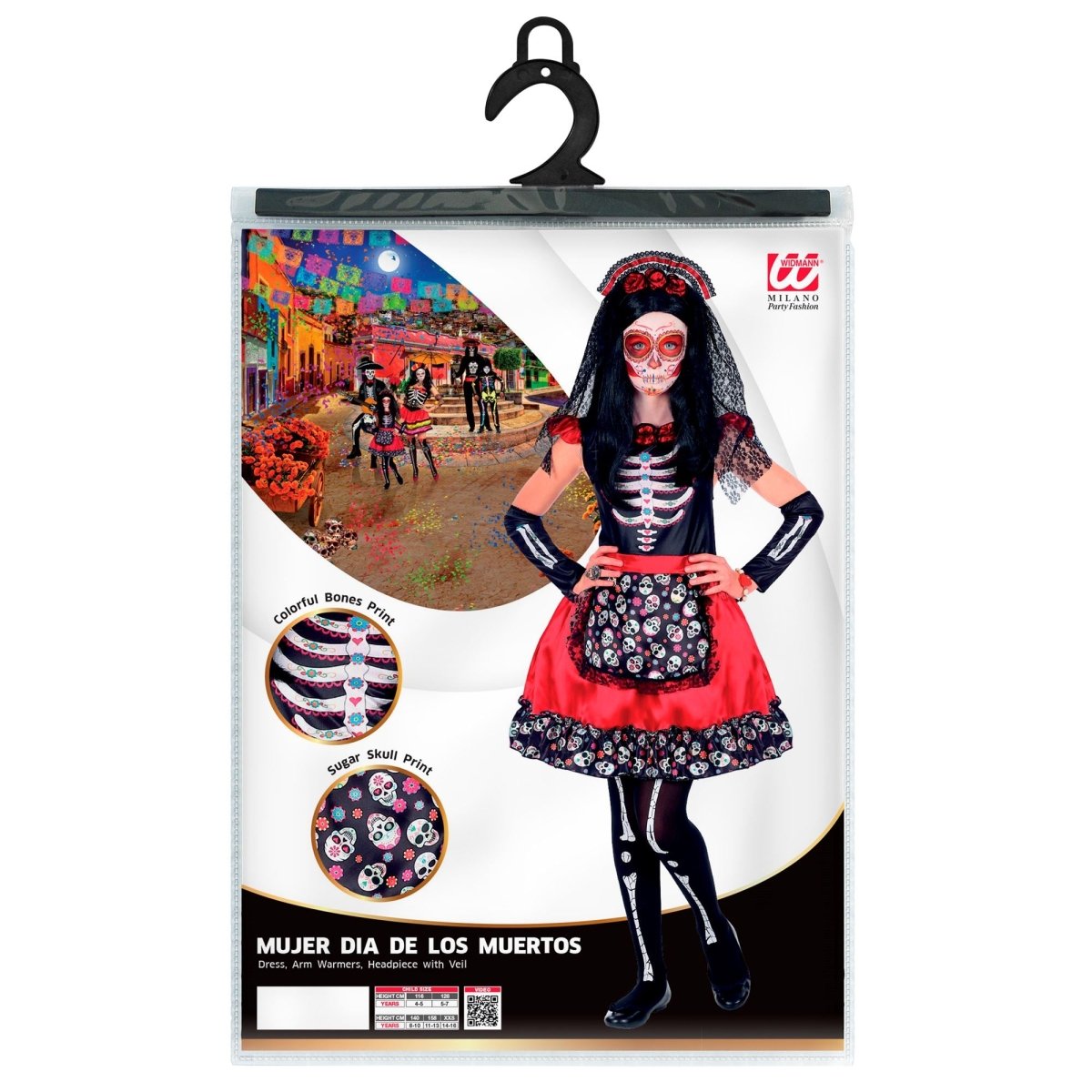 Dia De Los Muertos Jurk Zwart Rood Meisje