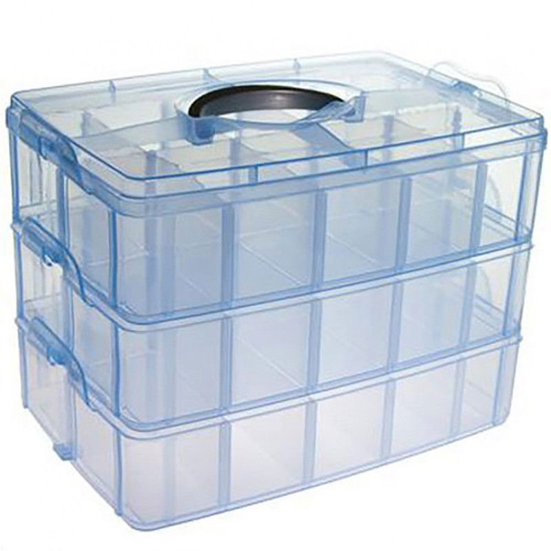Boite de rangement plastique 30 compartiments Bleu