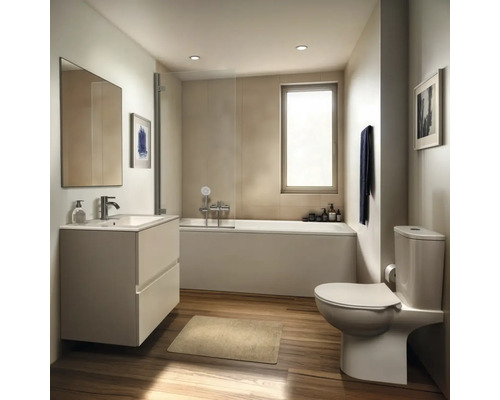 Ideal Standard WC-combinatieset Eurovit, randloos, glanzend wit met toiletzitting W007501
