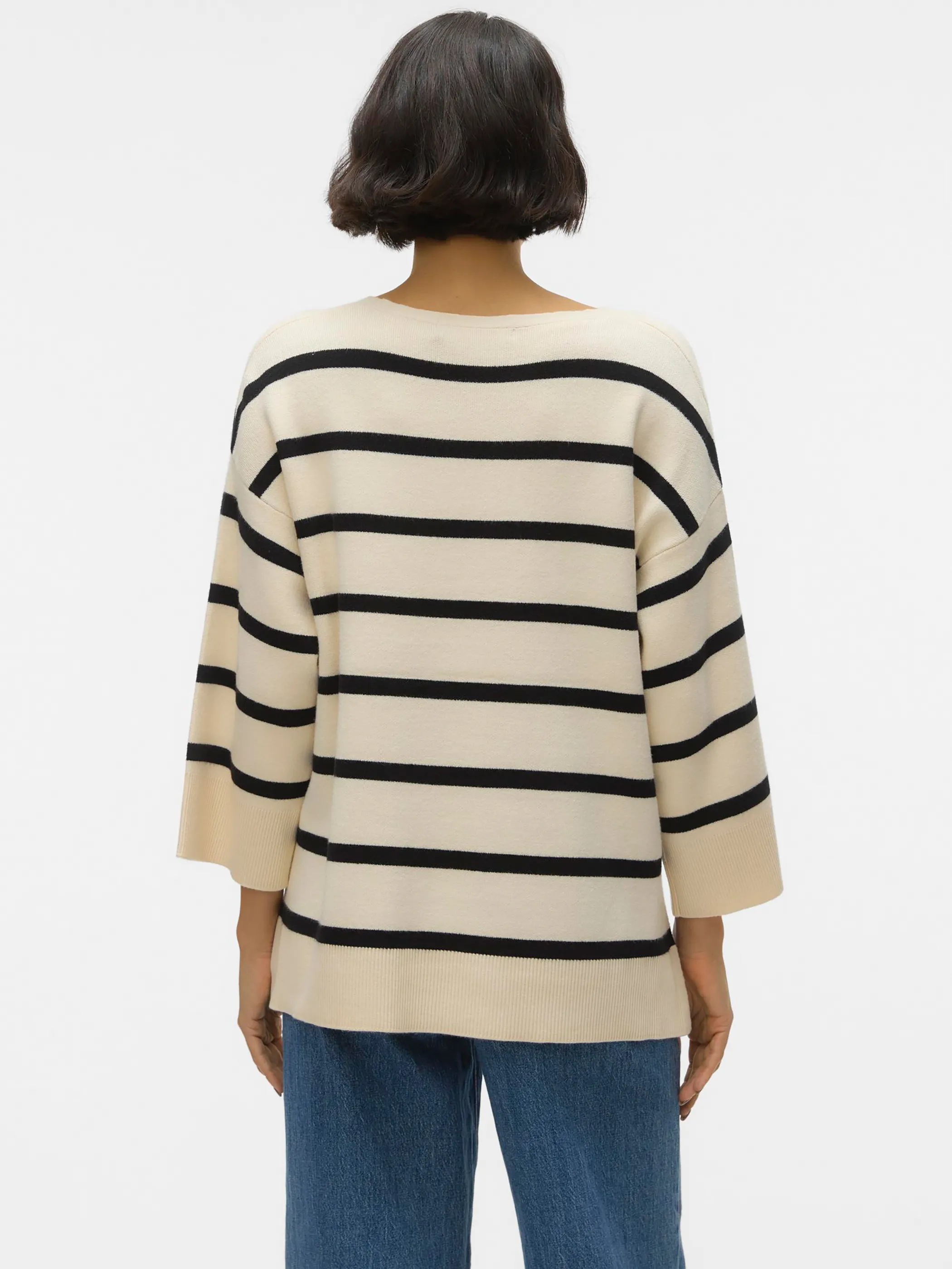 Vero ModaVMSABA 3/4 V-NCK STRI Strickpullover