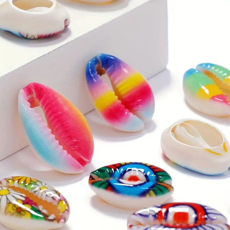 (10er Set) 20mm Muschel Perlen DIY Bastel Schmuck Zwischenperle für Armband / Kette - Assortiert