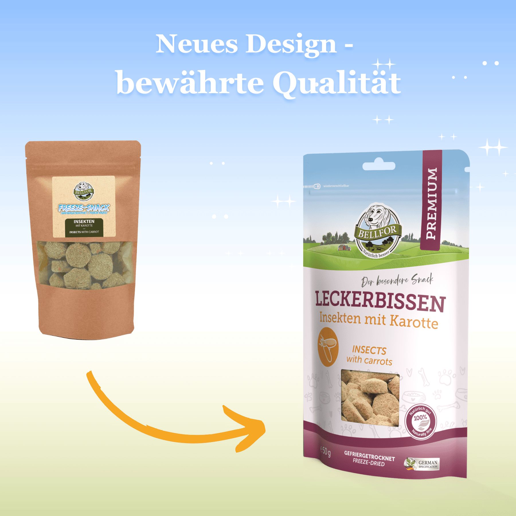 Leckerbissen für Hunde - Insekten mit Karotte (gefriergetrocknet)