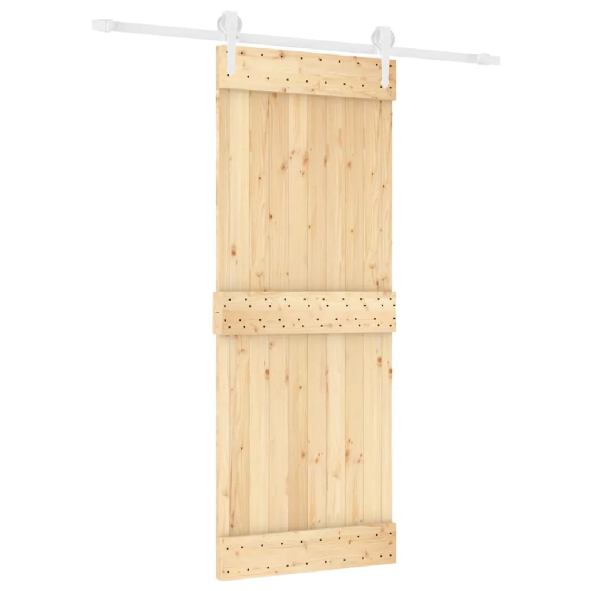vidaXL Porte coulissante et kit de quincaillerie - 80x210 cm - Pin massif