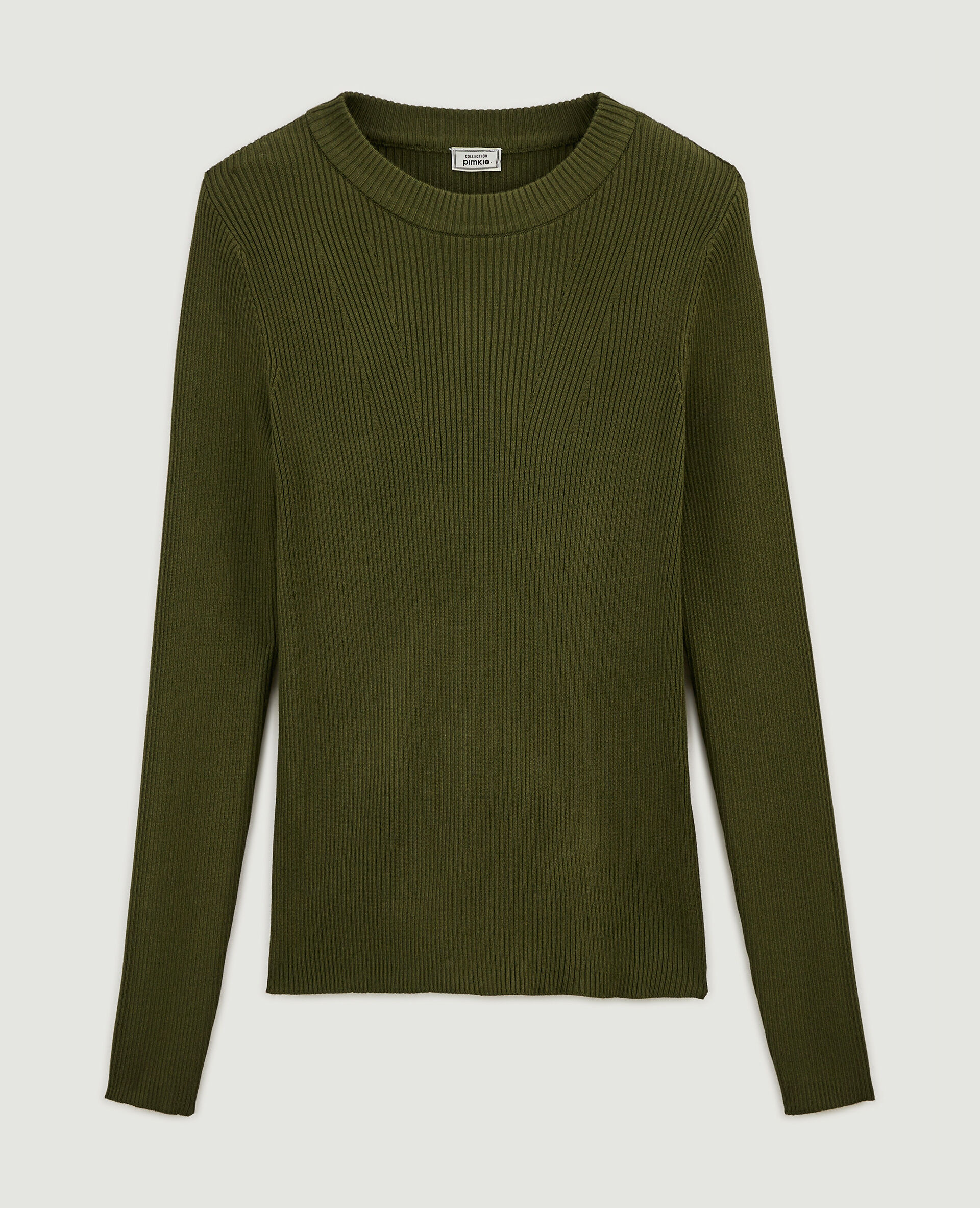 Pull en maille col rond - Vert kaki
