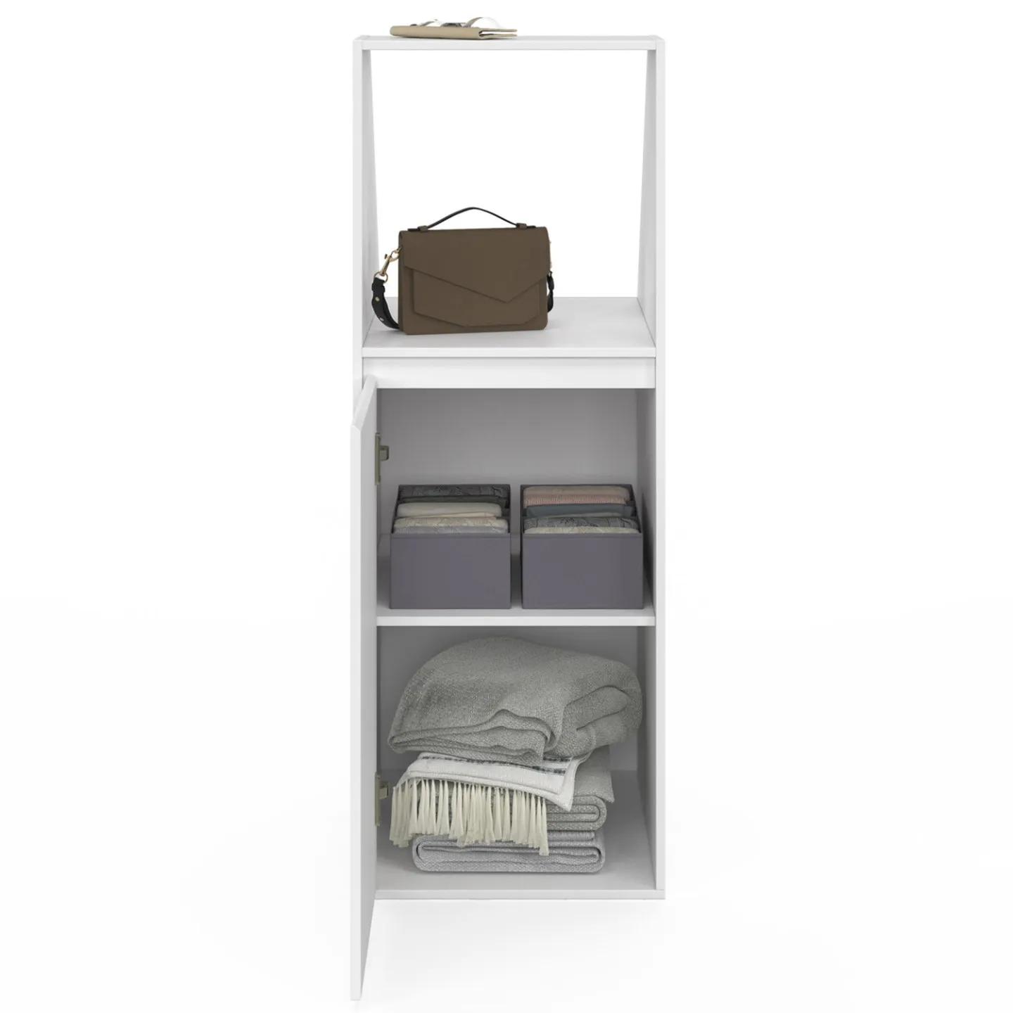 Armoire sous pente 1 porte et 1 niche TOMI 40 x 50 x 70/110 cm blanc
