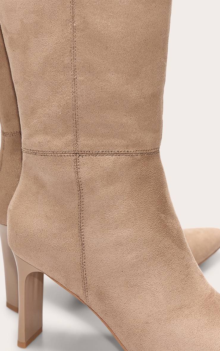 Champignon Bottes Hautes À Bout Pointu En Synthétique Avec Talon Bloc Fin