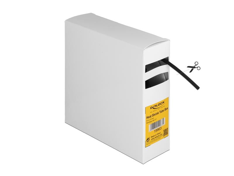 Delock Schrumpfschlauch Box mit Innenkleber, 5 m x 3.2 mm Delock Schrumpfschlauch Box, mit Innenkleber, Schrumpfungsrate 3:1, 5 m x 3.2 mm schwarz