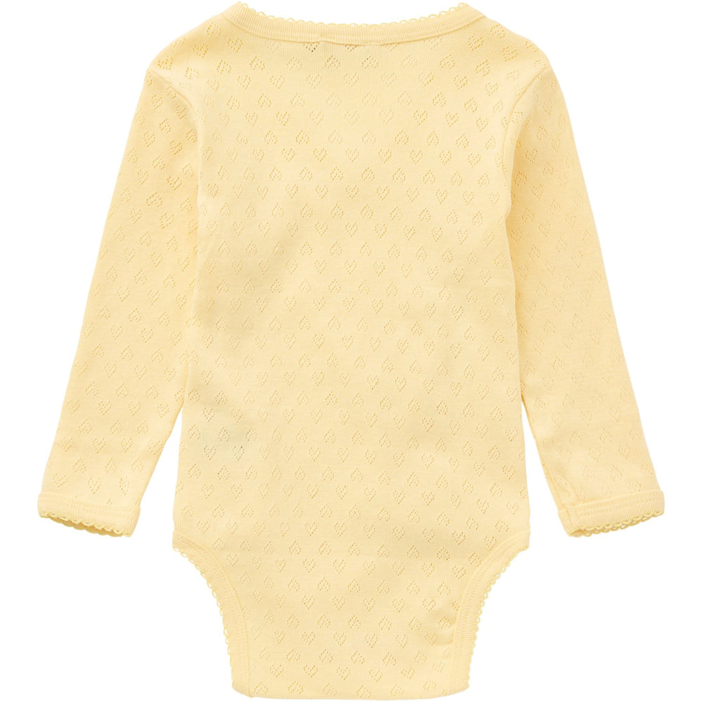 Køb COPENHAGEN COLORS Pale Yellow Pointelle Heart Crossover Body Ls