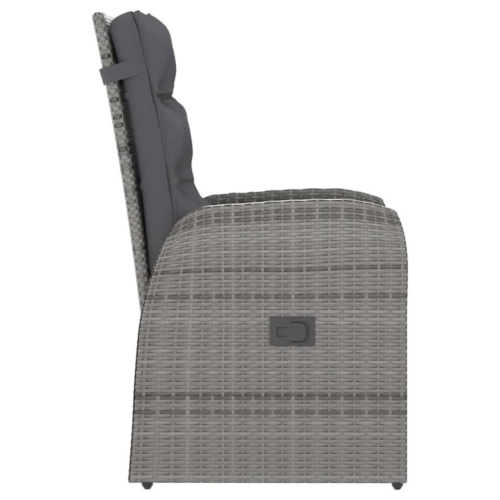 Mobilier à dîner jardin 9 pièces avec coussins résine tressée gris