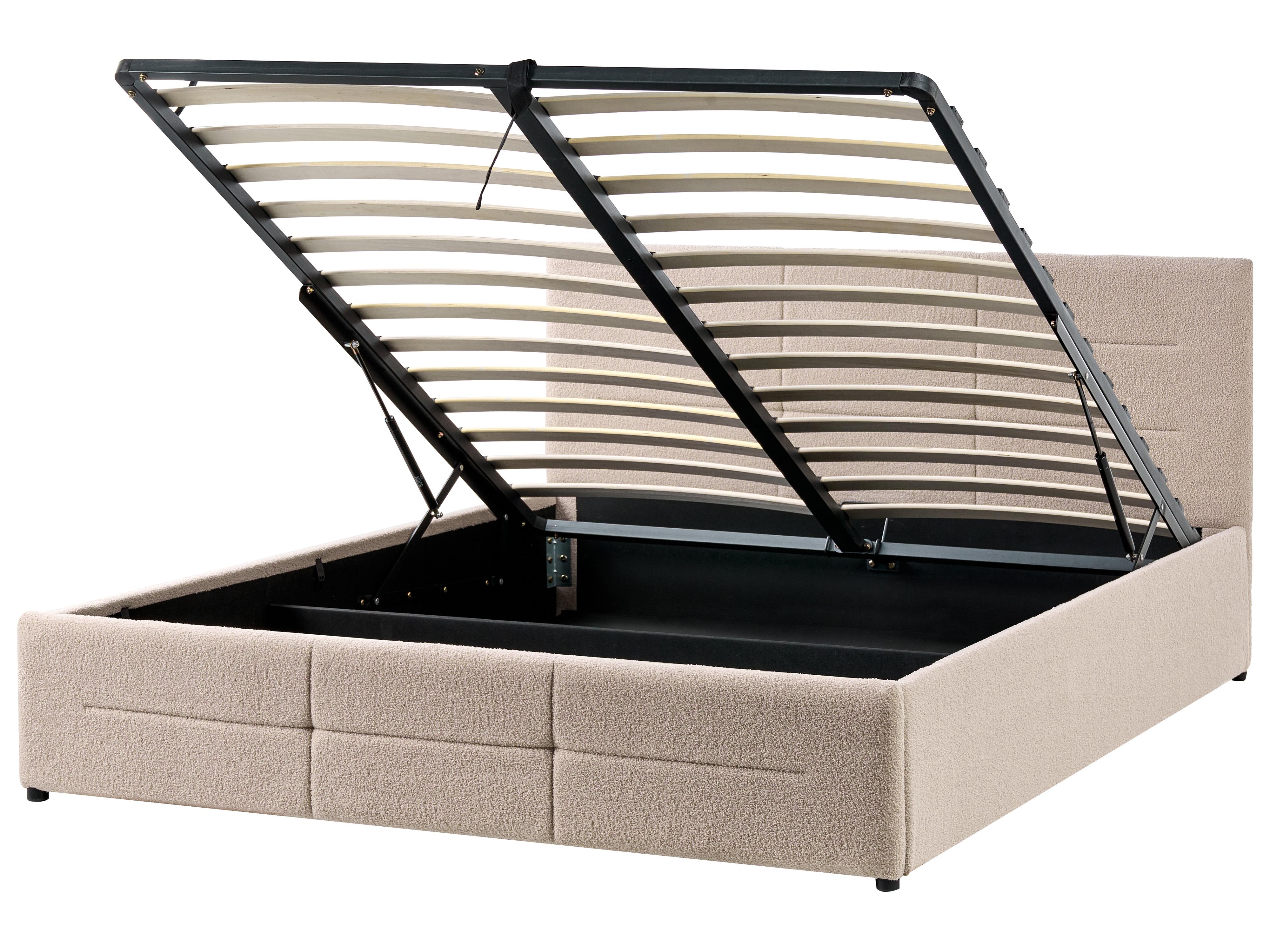 Bed met opbergruimte Bouclé MASSOGNES 160 x 200 cm Beige