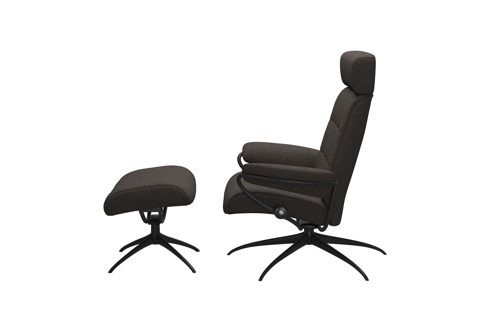 London lenestol m/krakk Tekstil Orchid Brown - Star - Matt Black