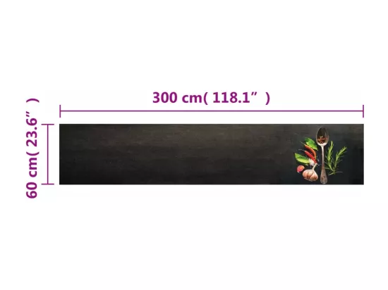 Tapis de cuisine lavable impression d'épices 60x300 cm velours