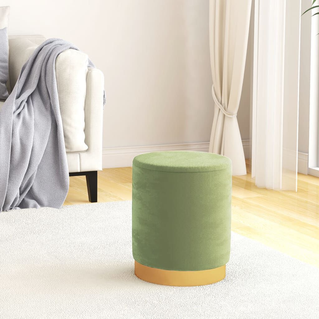 vidaXL Ronde opbergkruk mosterdgroen met fluwelen bekleding 31 x 37 cm