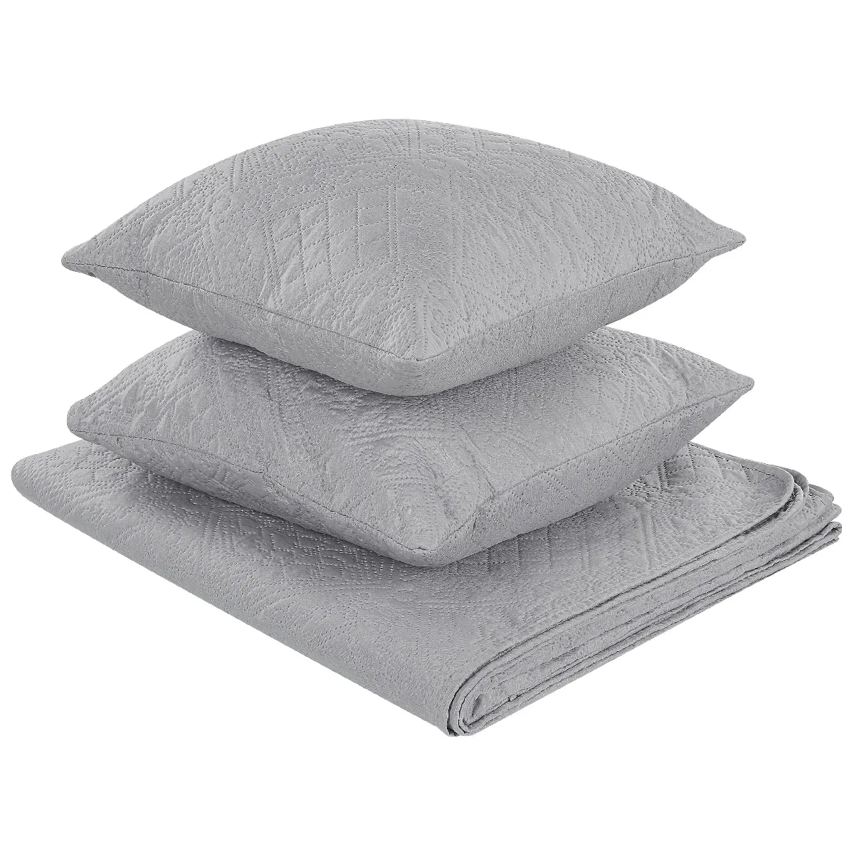 BELIANI ALAMUT - Couvre-lit et coussins Gris 160x220 cm
