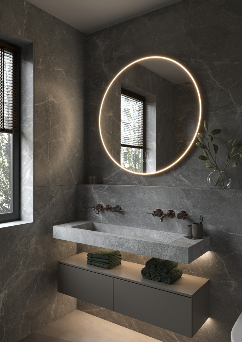 Hipp Design 013 Phantom spiegel brons met verlichting en verwarming 100x100cm