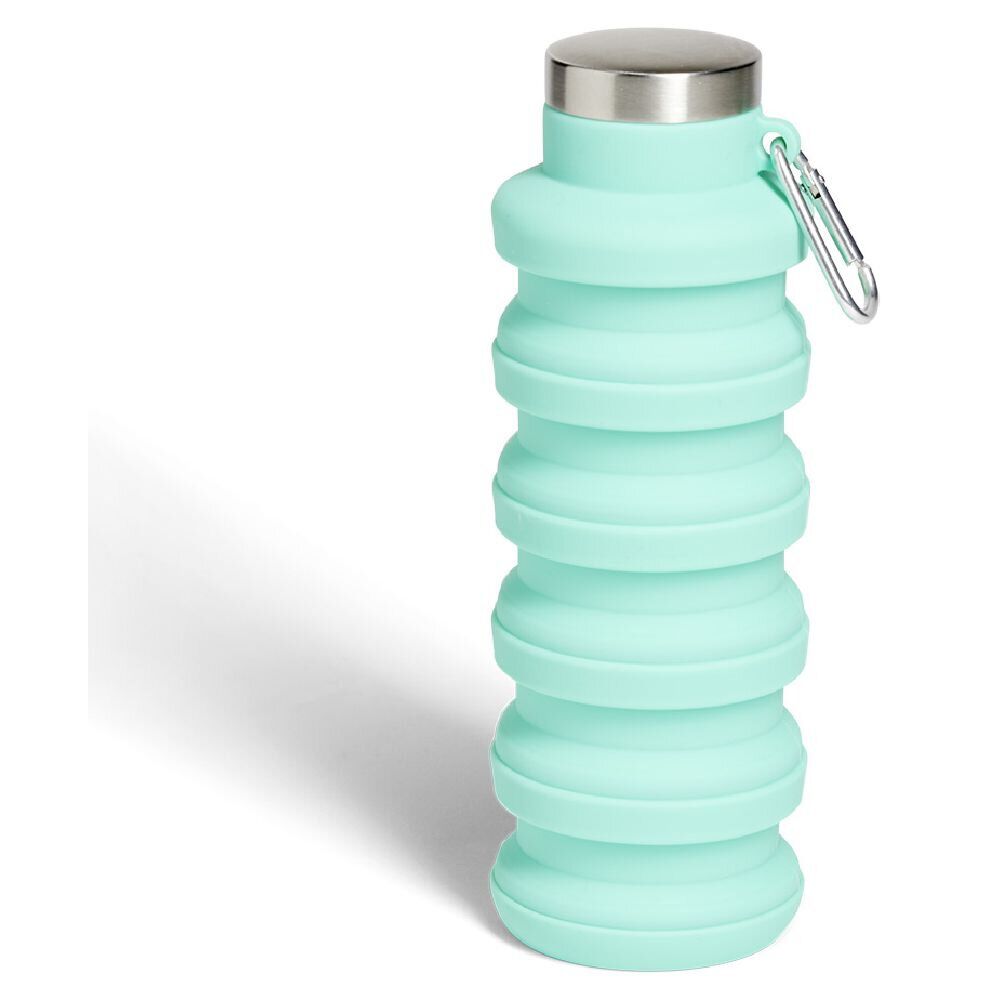 Gourde pliable silicone bleu avec mousqueton 200/480ml