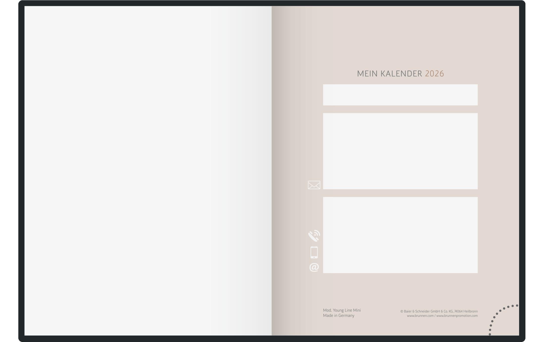 Wochenagenda Design Line 2026, BlauWochenplaner mit zwei Seiten je Woche