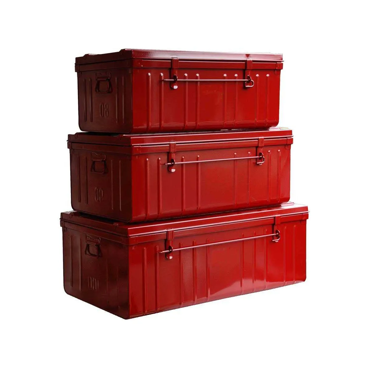 Pierre Henry Set de 3 cantines acier rouge