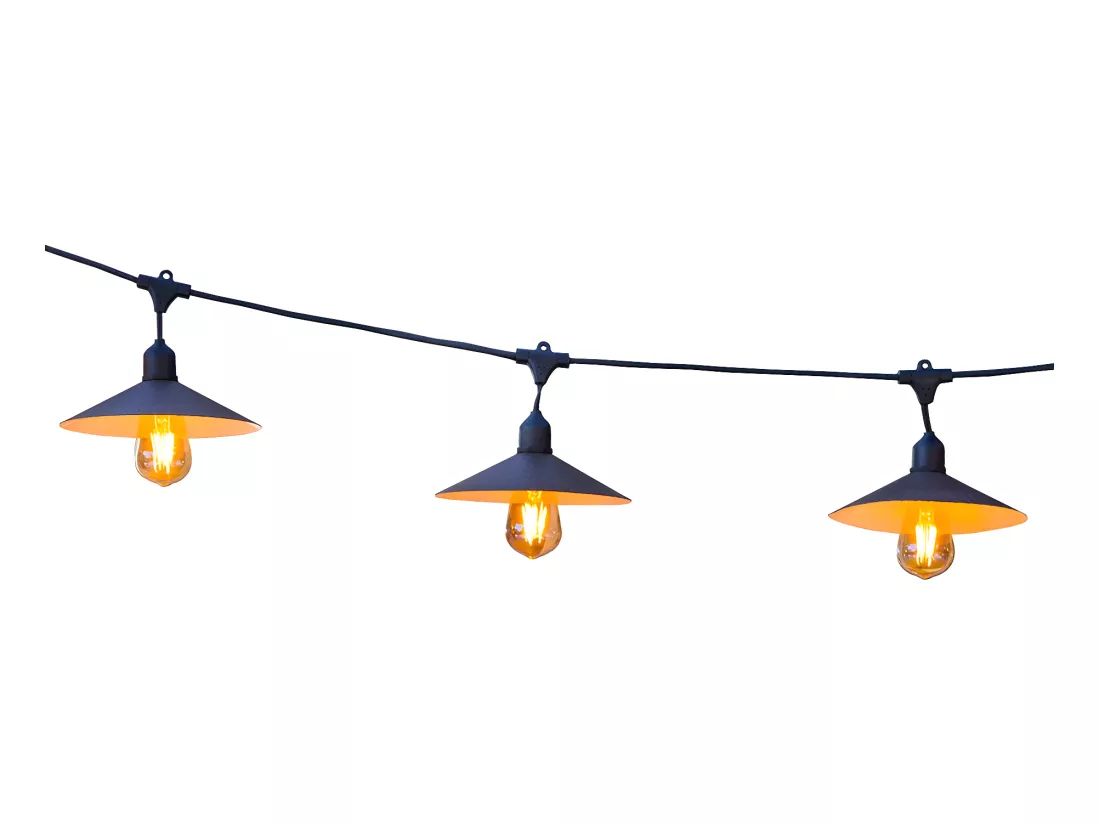 Guirlande solaire vintage 10 ampoules VINTY LIGHT SOLAR Noir Acier 6M