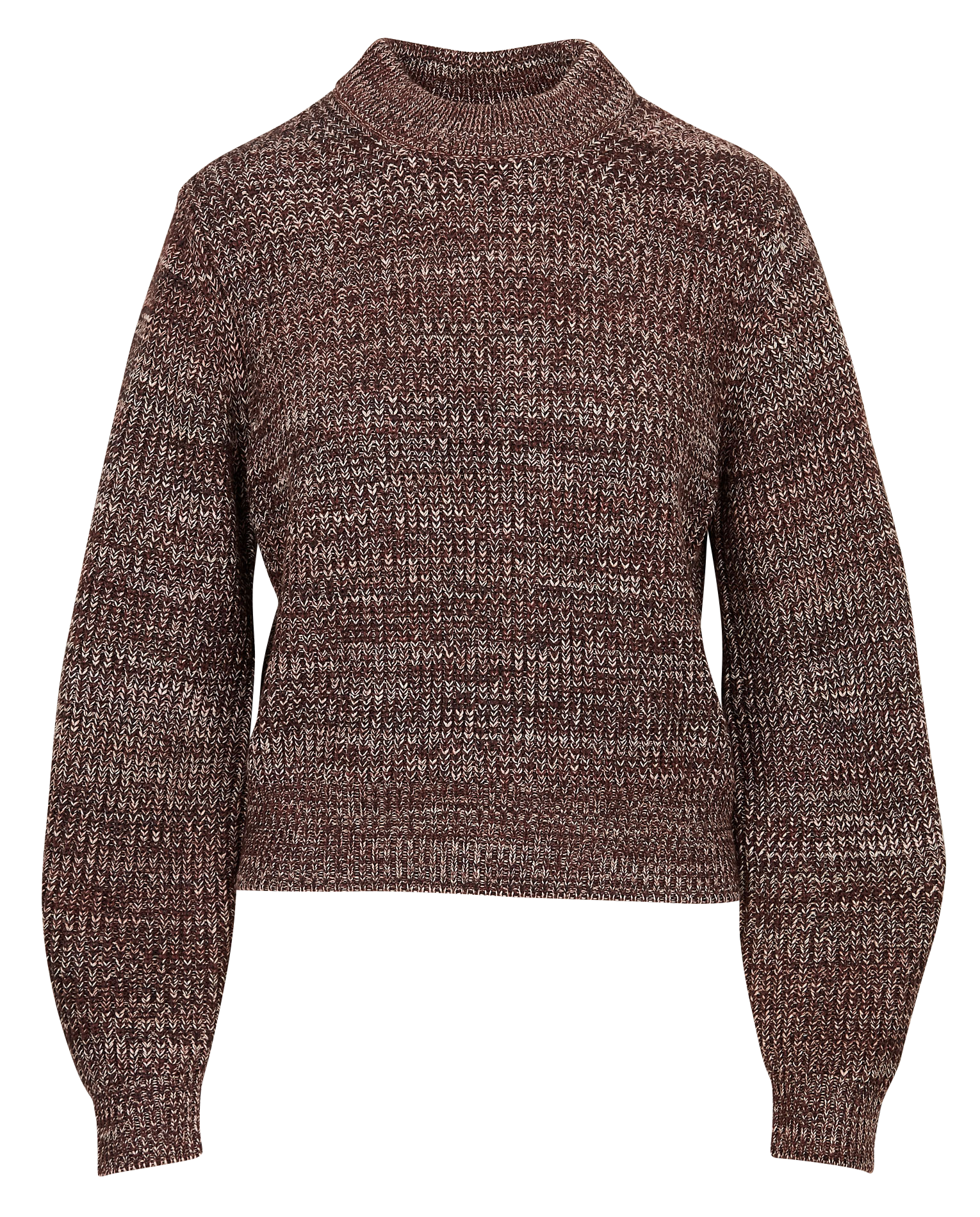 WADDEN - Pull ajusté col rond en maille mélangée | Marron