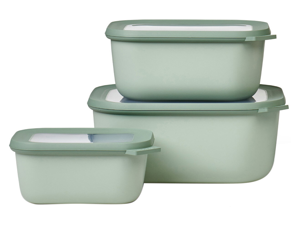 Mepal Cirqula 3-delig rechthoekige XL vershouddozen - Green