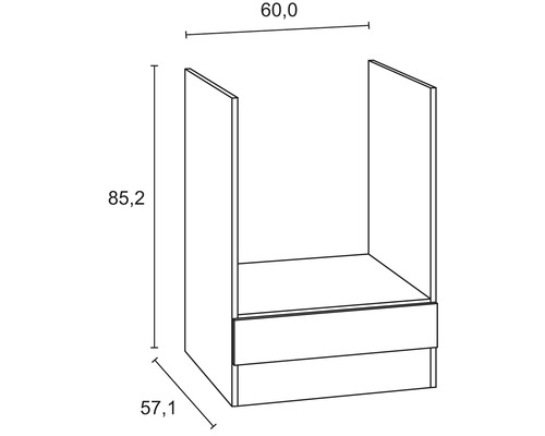 Optifit keukenblok met apparatuur Luca932 210 cm wit mat gedemonteerde variant omkeerbaar KMLU 212E-0+