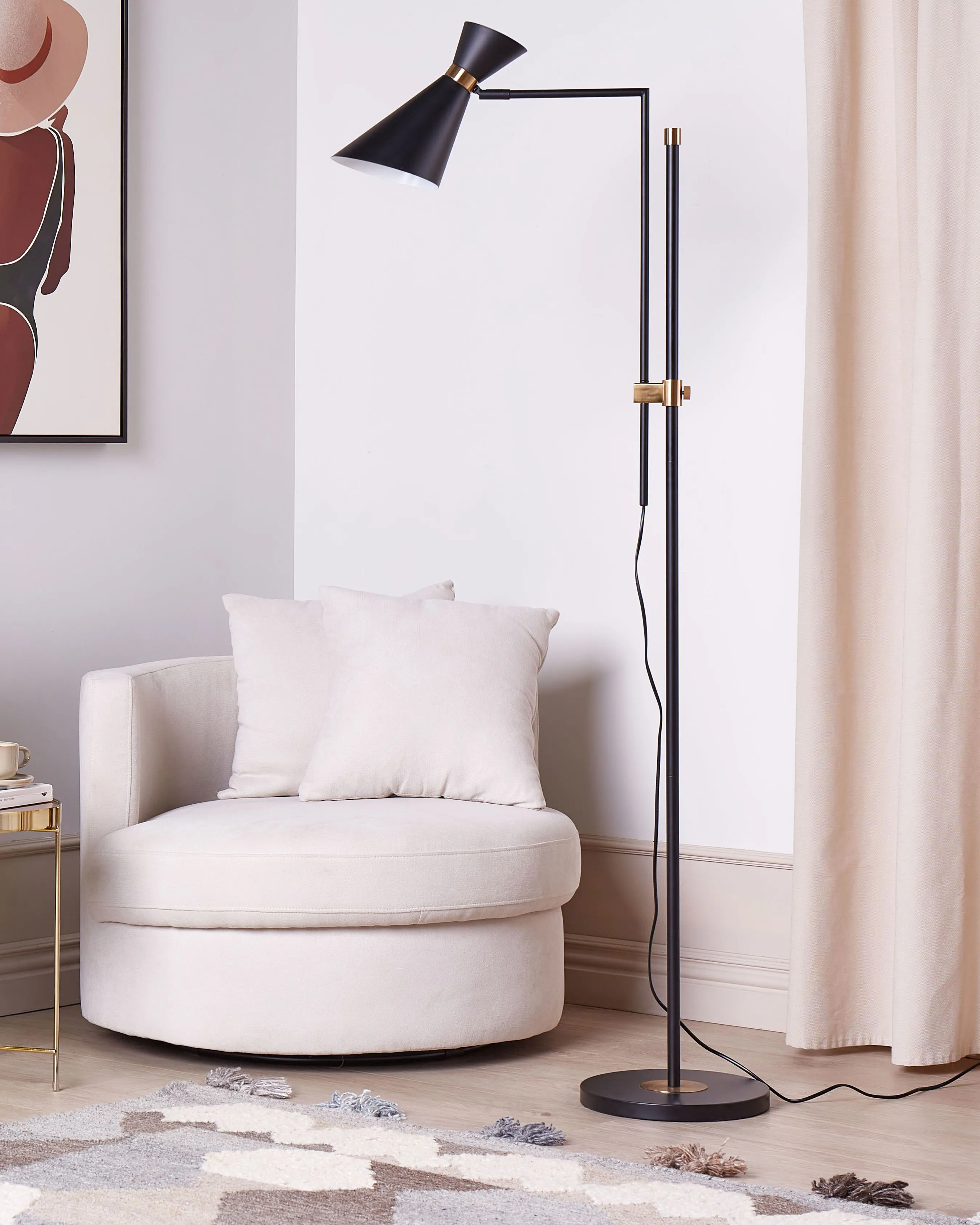 Staande lamp MELAWI Metaal Zwart
