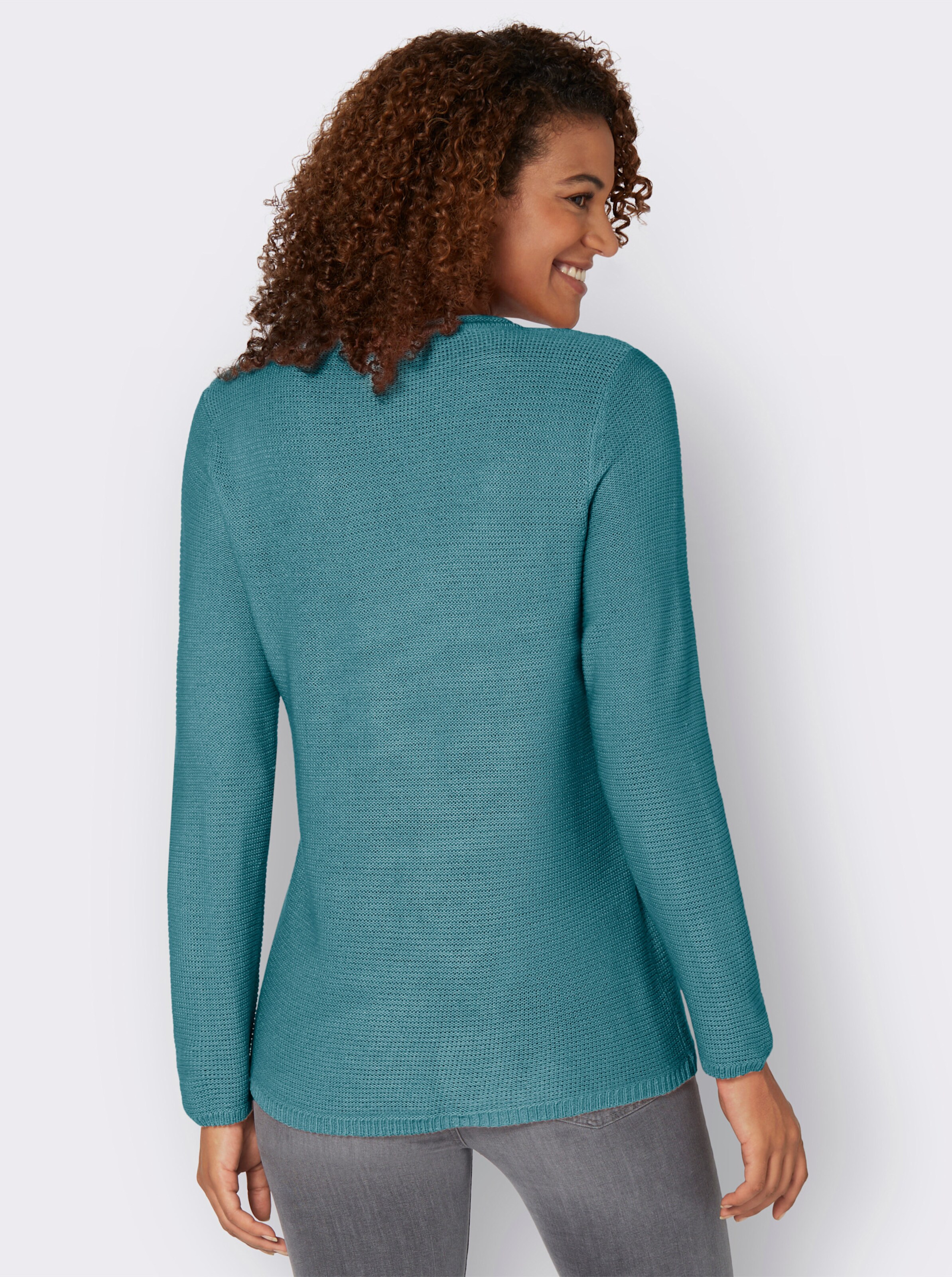 Langarm-Pullover mit asymmetrischem Saum