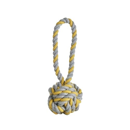 Brinquedo de corda para cães, cinza/amarelo