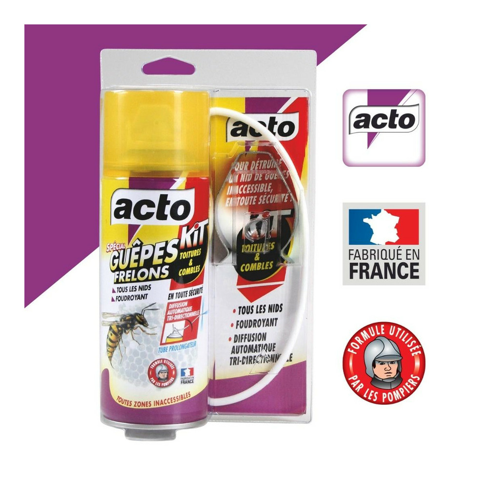 Aérosol acto spécial guepes frelons - kit spécial toitures et combles