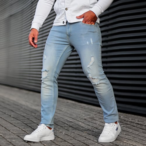 Jean Slim Fit Avec Déchirures 1869 Bleu Wash