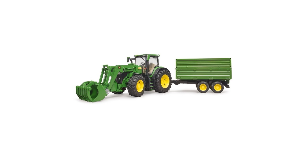 bruderJohn Deere 7R 350 met Frontlader en transportaanhanger Modelvoertuig  (03155)