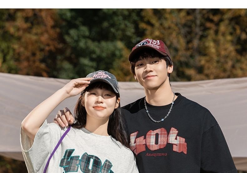 Really Point - Koppel bijpassende korte mouwen ronde hals drop shoulder nummering oversized T-shirt