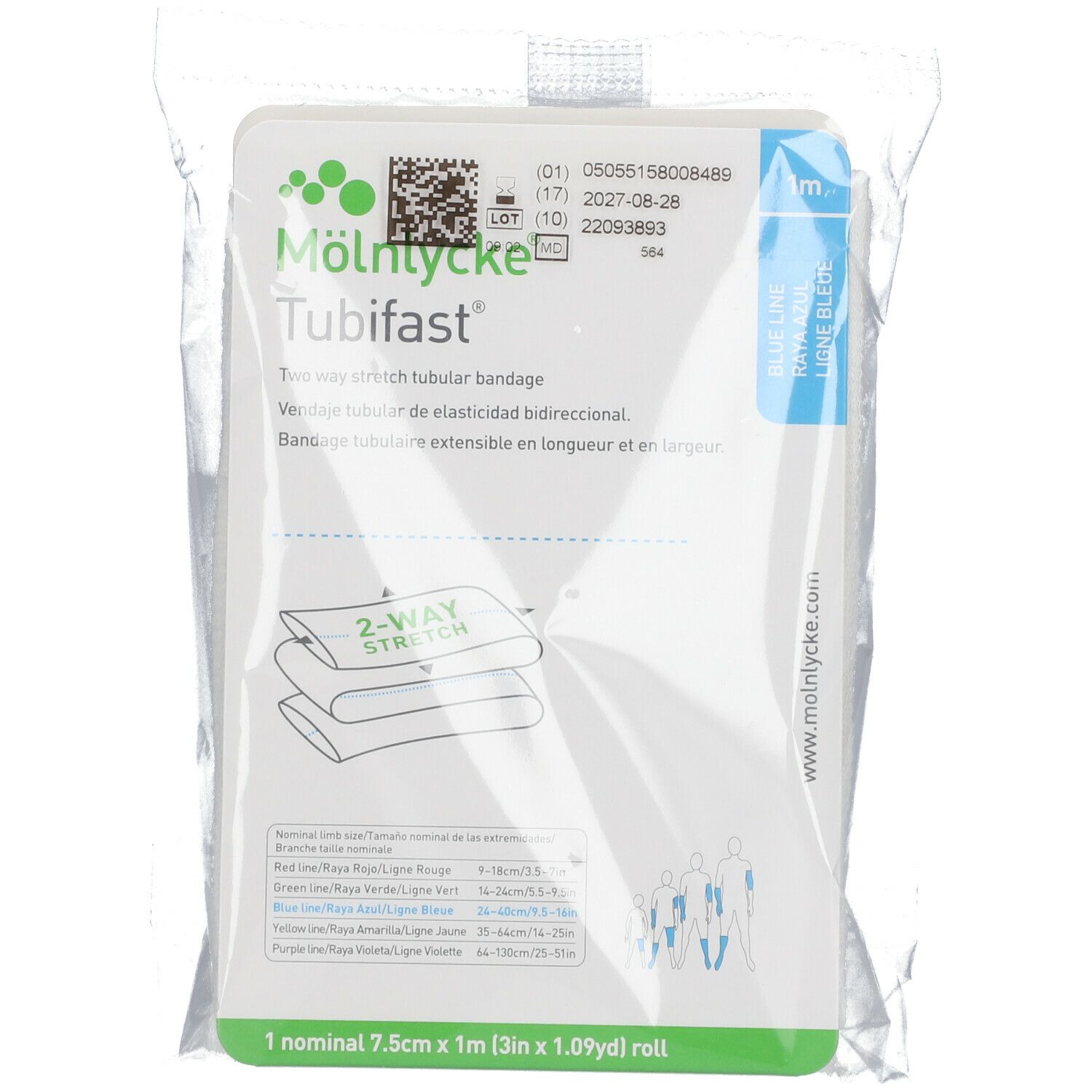 Tubifast 2-Way Stretch 7,5 cm x 1 m blau