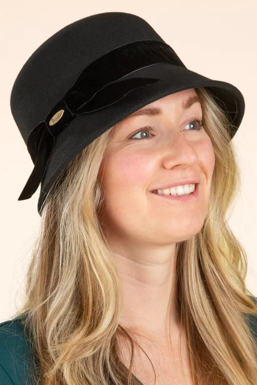 Bronté Elsie Cloche hoed in zwart