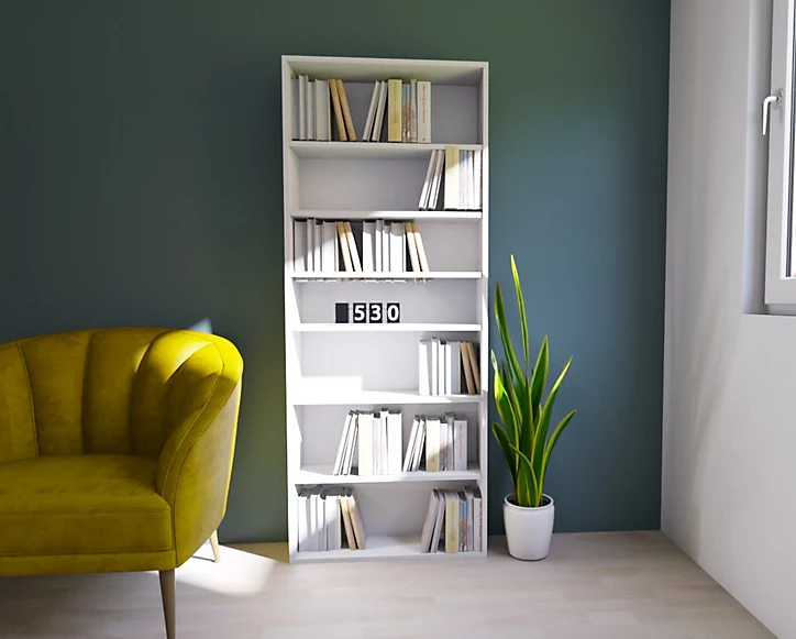Étagère bibliothèque ouverte effet chêne GoodHome Atomia H. 187,5 x L. 75 x P. 20 cm
