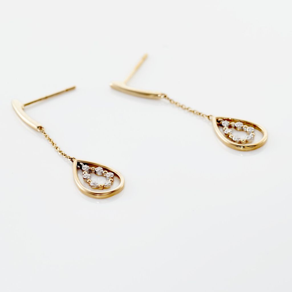 Boucles D'oreilles Pendantes Marganela Or Jaune Diamant