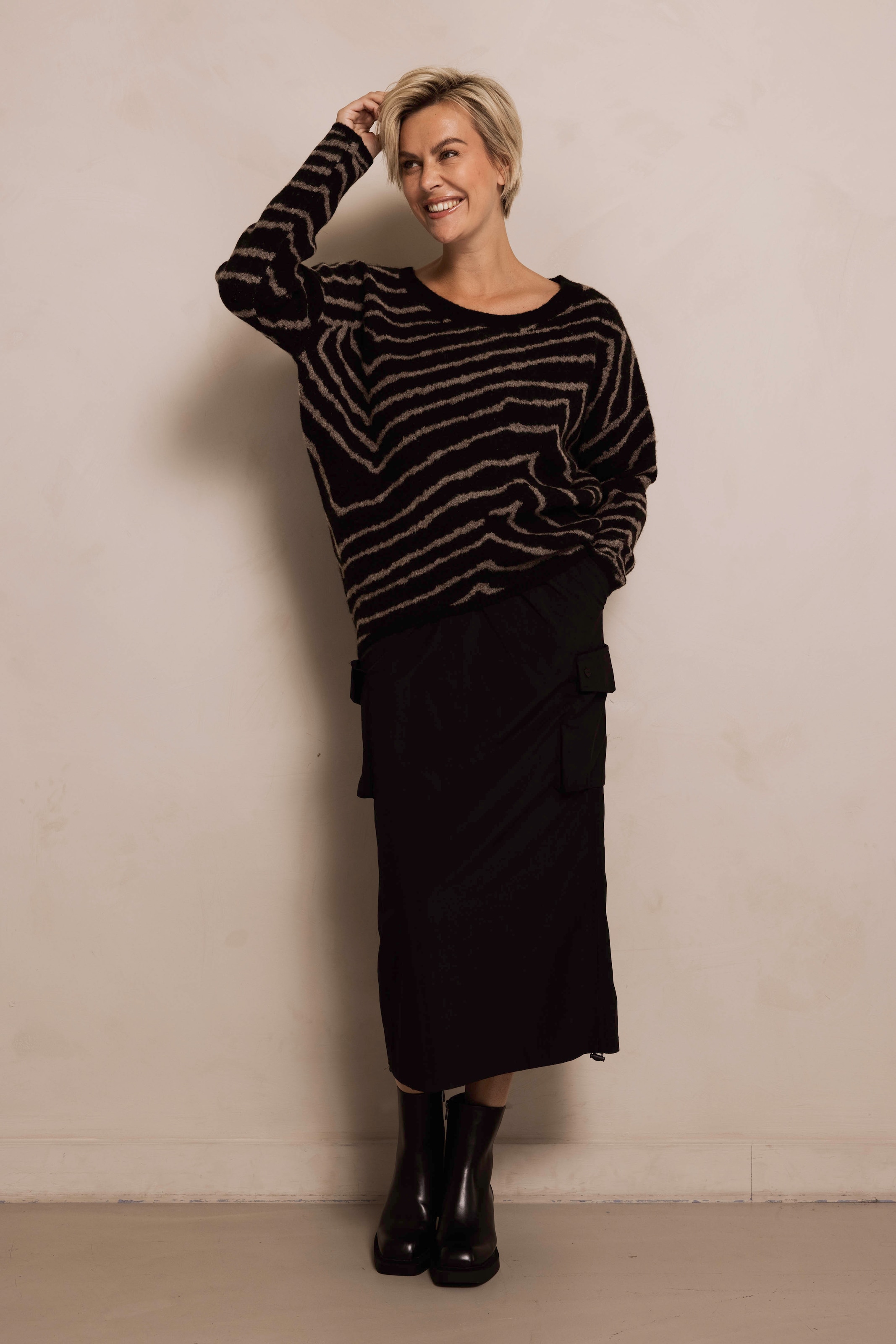 Zhrill Strickpullover »ZHNINA ZEBRA« mit Animal-Streifen-Print, mit Wolle