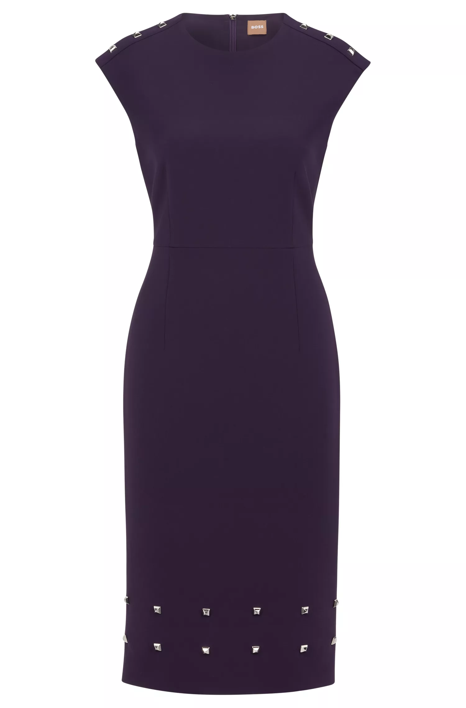 Vestido preto justo da BOSS com detalhes de tachas