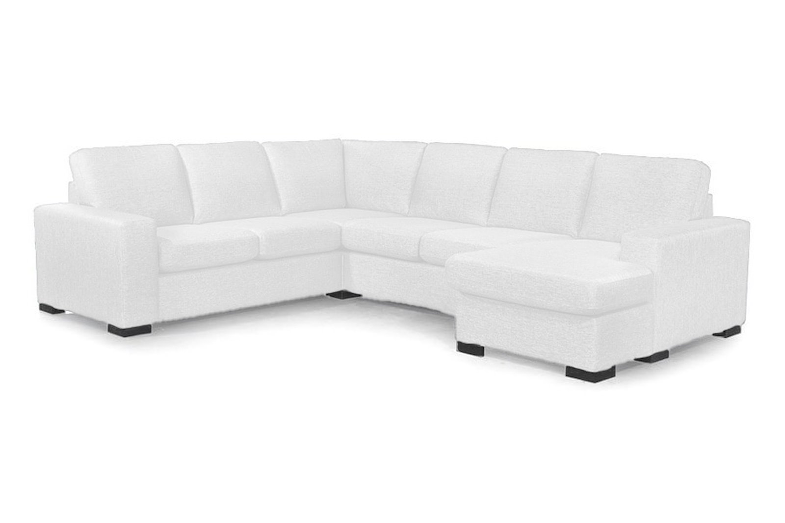 Max U-sofa 23 hjørnesofa med vendbar sjeselong (løs puffmodul). I tekstil Neve 02 offwhite med sorte ben