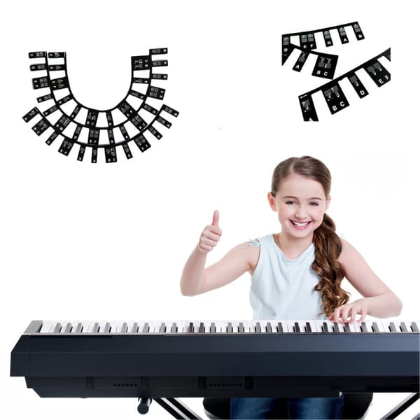 INF Avtakbart pianokeyboard Noteetikett 88 tangent Sort