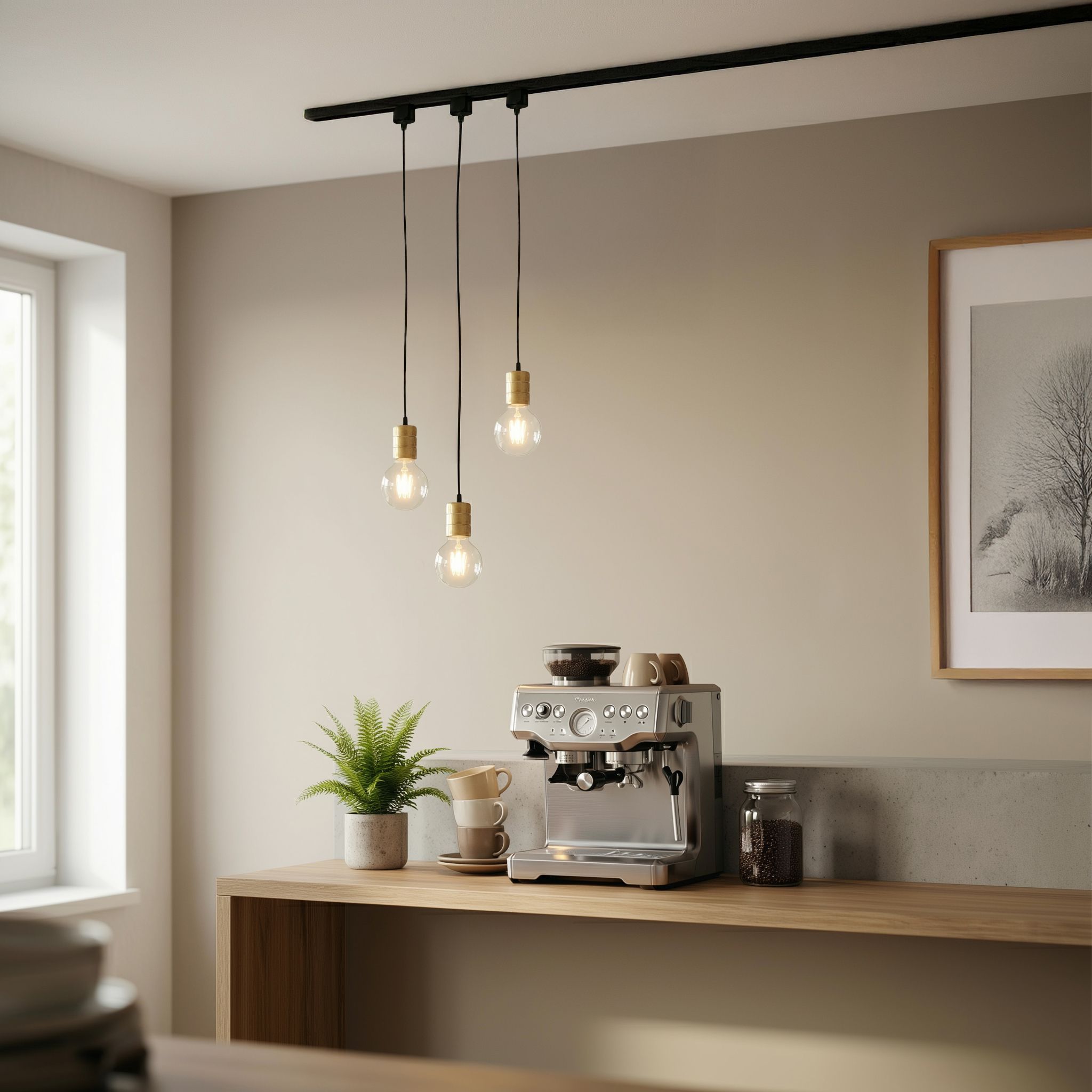 Hanglamp met rail ophanging goud - Iconic Cavalux