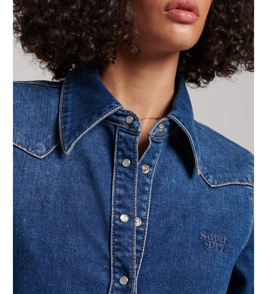 Camisa jeans de algodão orgânico Superdry azul