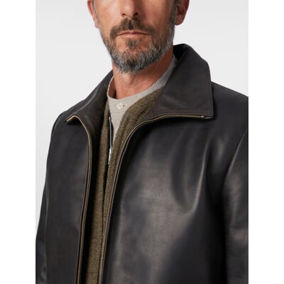 Herren-Roadsterjacke Pferdeleder, Schwarzbraun