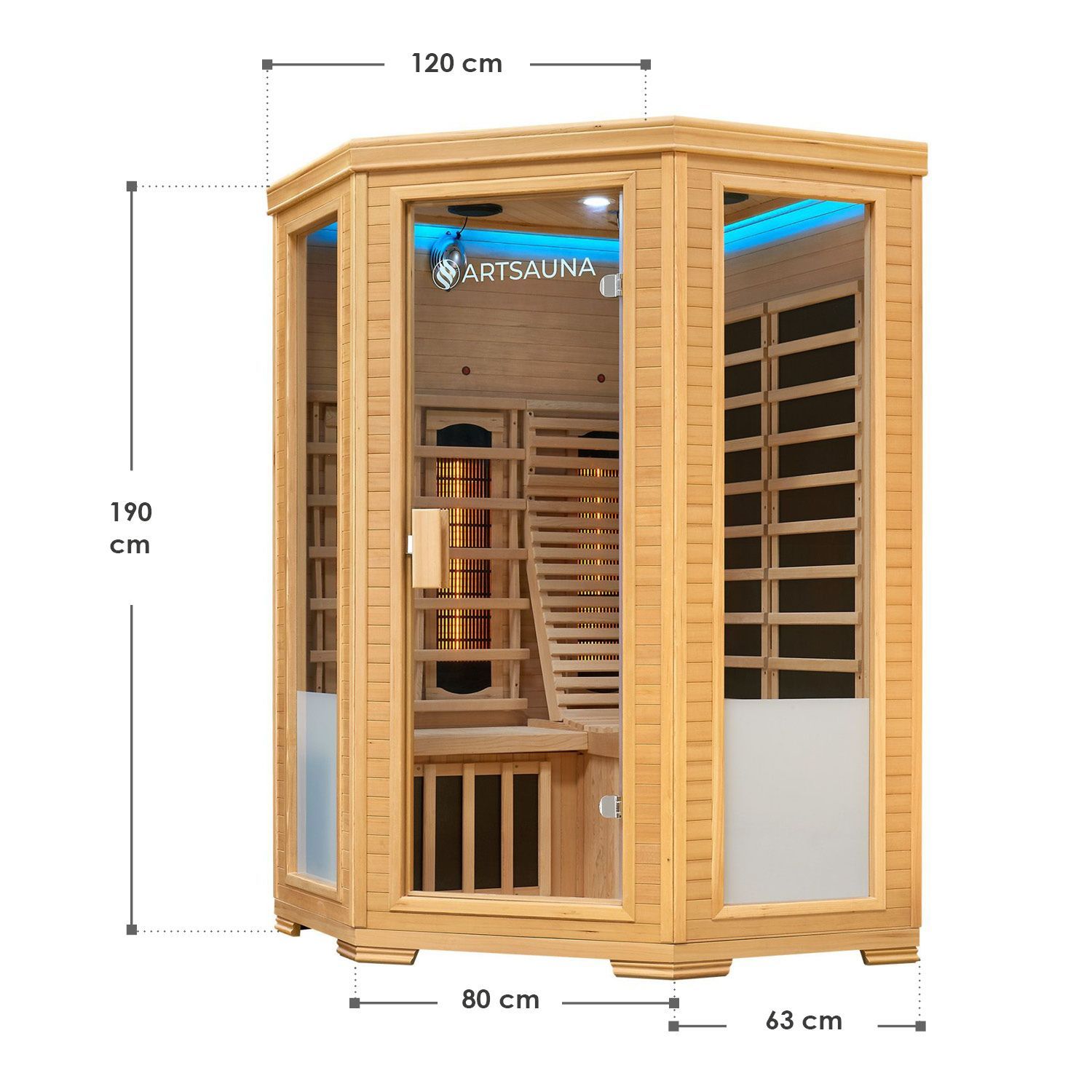 Artsauna Infrarotkabine Aalborg mit Dual-Technologie | 2 Personen Wärmekabine aus Hemlock Holz