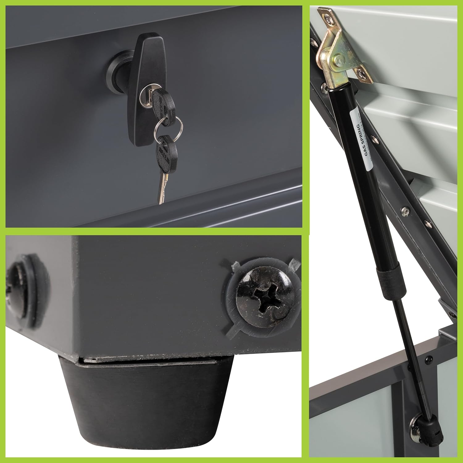 Grindi - Gartenbox Metall - Kissenbox - Auflagenbox - 1000l - 185x82x75 - Orto III - Aufbewahrungsbox mit Deckel - Outdoor - Sitzbank mit Stauraum - Gartenhaus - Geräteschuppen - Truhe mit Deckel