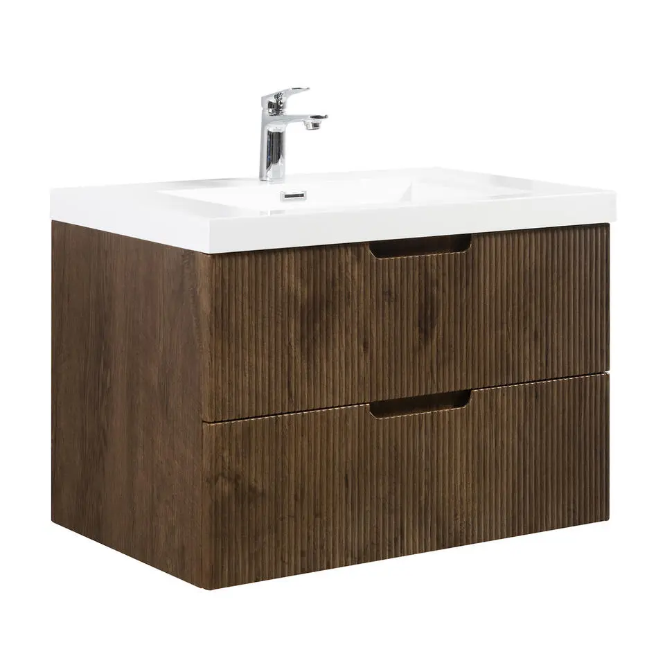 Badplaats Badkamermeubel Set Thermis 80cm - Walnoot Bruin - Badmeubel met