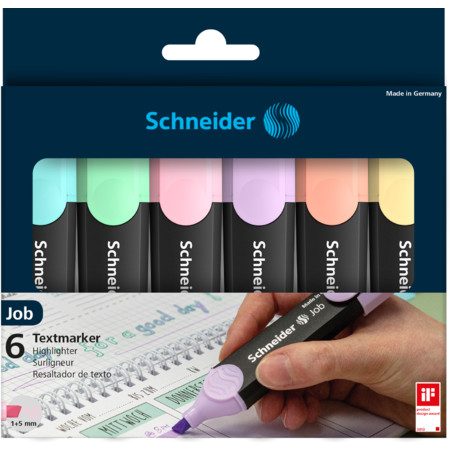 Schneider Job Pastell 6er-Etui Textmarker - 1+5 mm