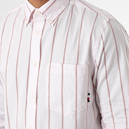Chemise Manches Longues A Rayures Oxford Stripe 0080 Rose Clair